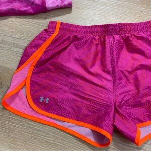 Under Armour Women's Magenta and Orange Athletic Shorts. Medium